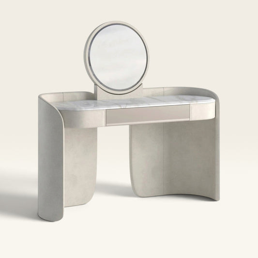 Aveline Marble Vanity Pink Veined Dressing Table & Stool Set