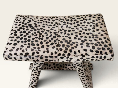 Ansel Spotted Hair-on-Hide Saddle Stool