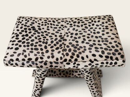 Ansel Spotted Hair-on-Hide Saddle Stool