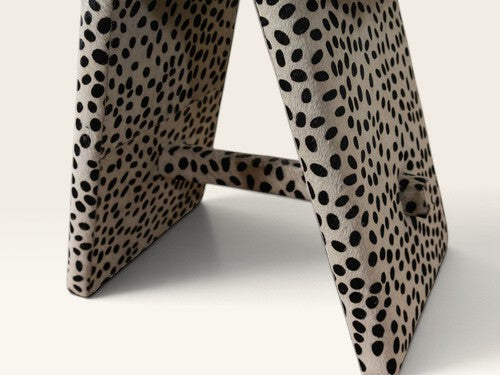 Ansel Spotted Hair-on-Hide Saddle Stool