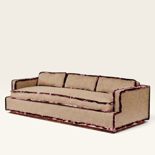 Apel Tuxedo Sofa in Silk-Trimmed Linen