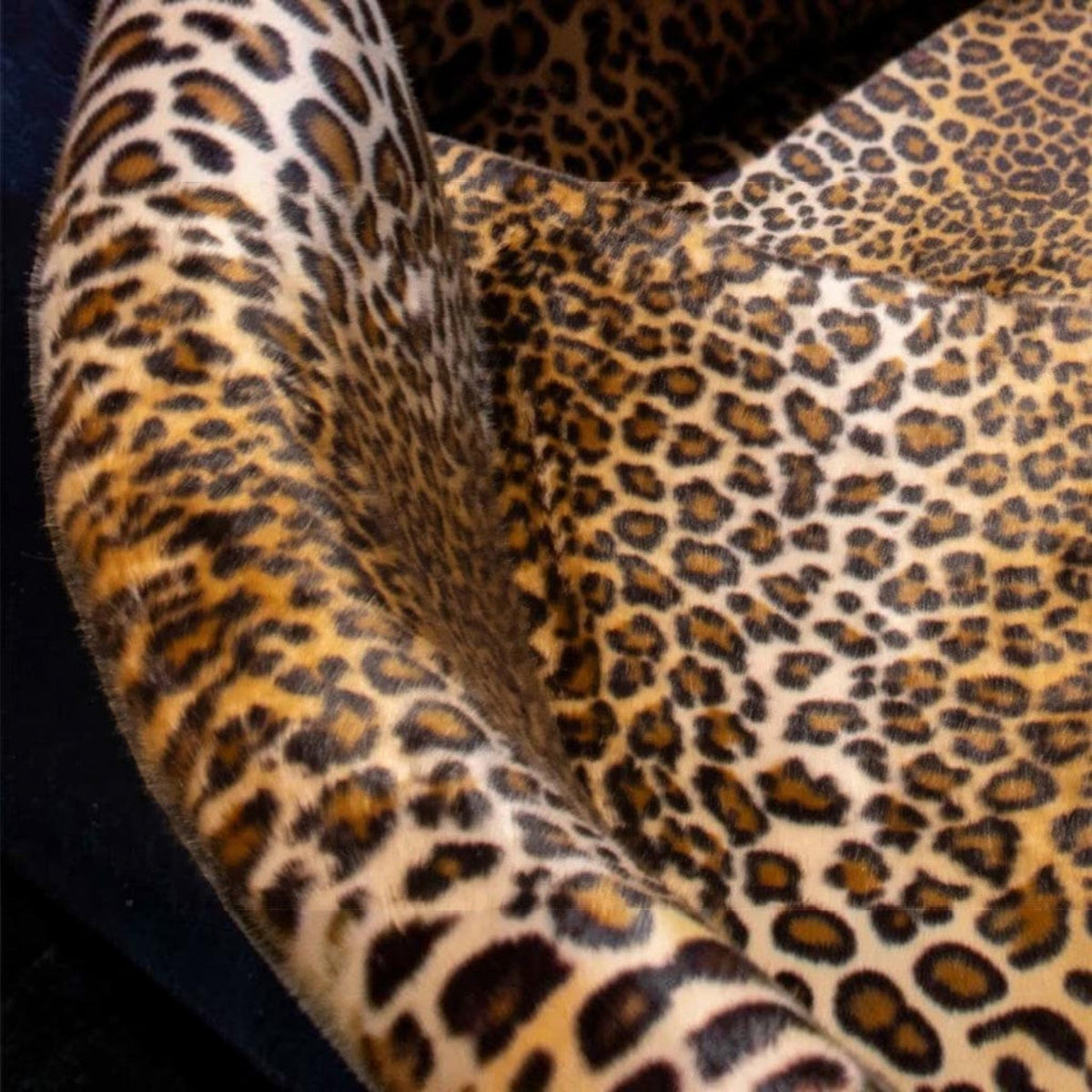 Urban Ashram Savanna modular sofa featuring a bold leopard print textured fabric with sculptural curved lines.