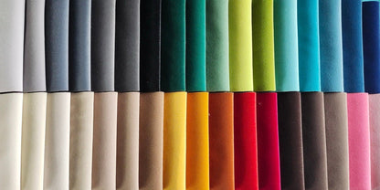 Urban Ashram Dream Lounger velvet fabric swatch collection in a wide range of vibrant and neutral colors