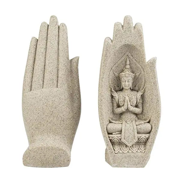 Sandstone Buddha Praying Hands - Urban Ashram Home