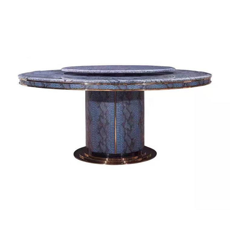 Le Surreal Crocodile Marble and Leather Dining Table